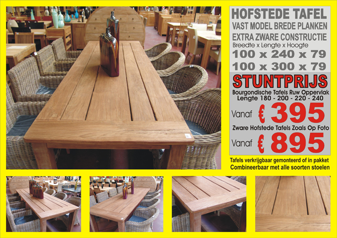 Hofstede tafel - Vast model met brede planken - extra zware constructie!